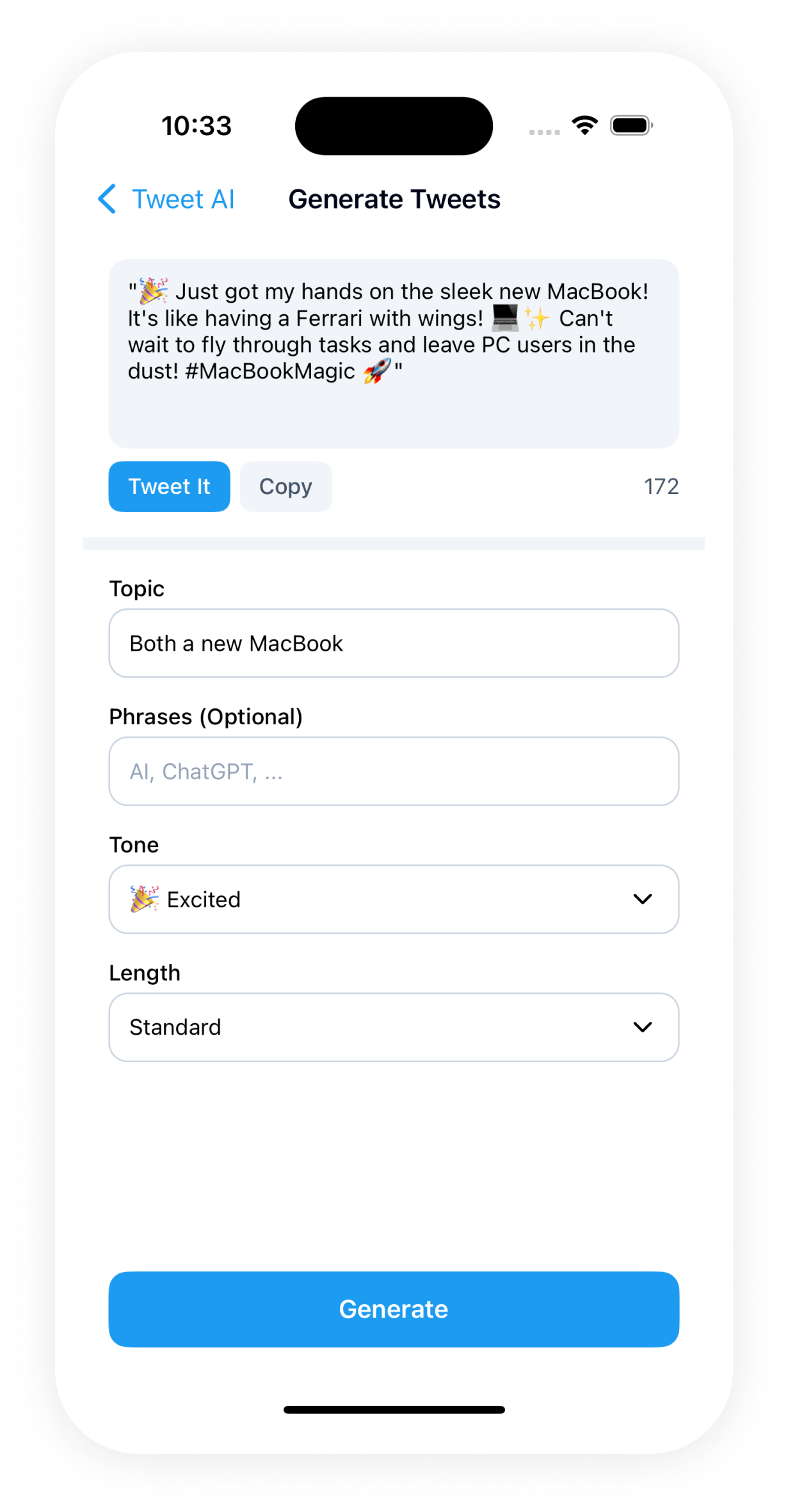 Tweet AI Generate Tweet Screenshot